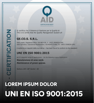 Certificazione UNI EN ISO 9001:2015